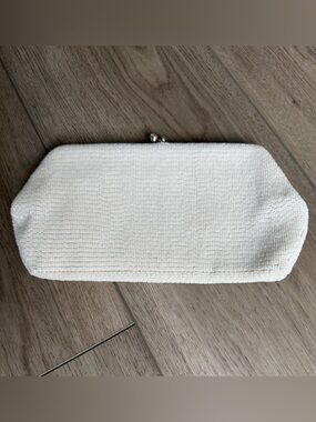 Vintage White Beaded Clutch Handbag